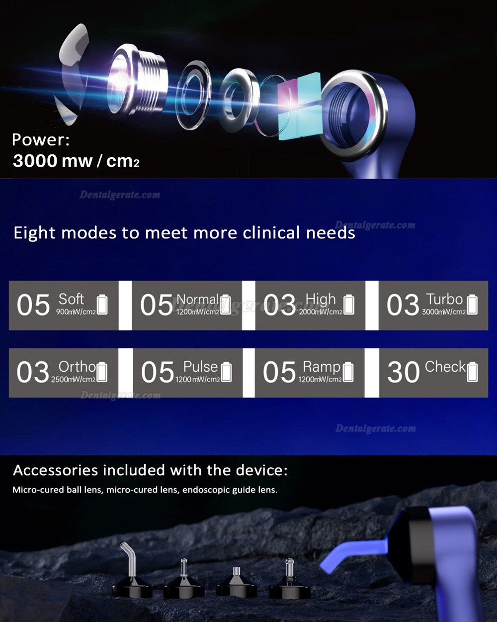 Mecco Q9 Kabellose LED-Polymerisationslampe Dental mit integriertem Lichtmesser und Kariesdetektor